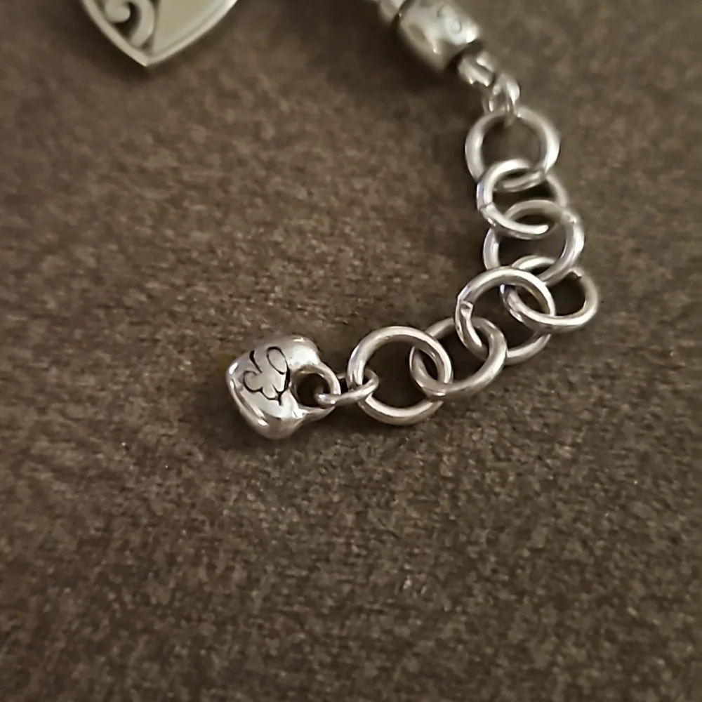 BRIGHTON Deco Bright Glass Beaded Heart Charm Double Chain Bracelet